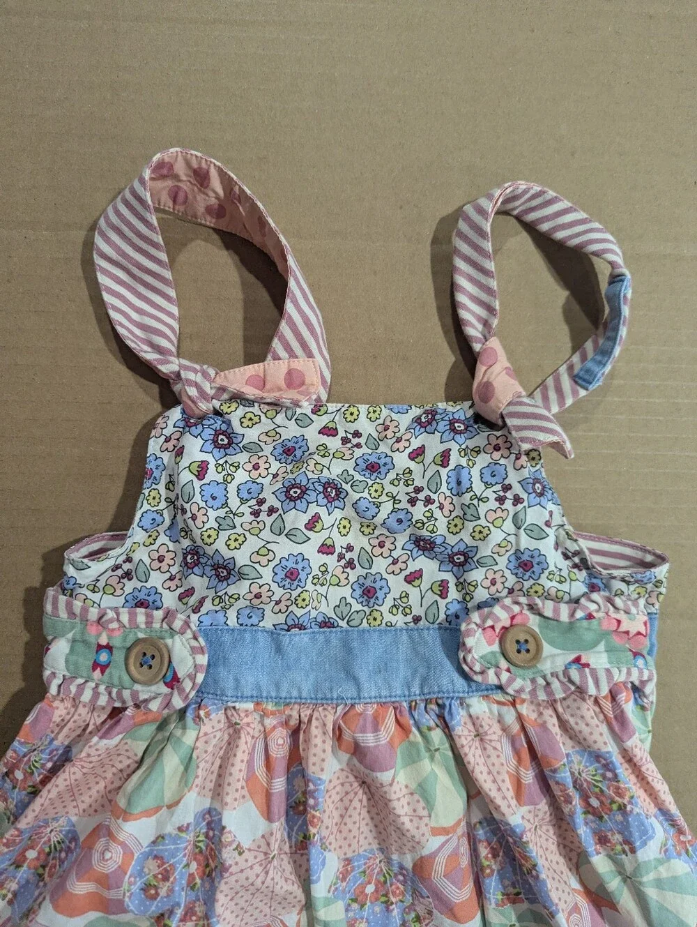 Matilda Jane Girls Whimsical Floral Umbrella Sun Dress Sz 4 *GUC So Cute! 🥰